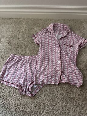 Pink Elephant Print Short Pajama no holes or stain but wash wear